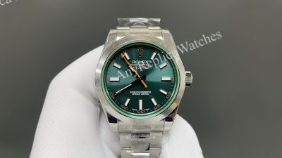 Rolex Milgauss 40mm 3131 Movement Green Face SS Oyster Band Watch
